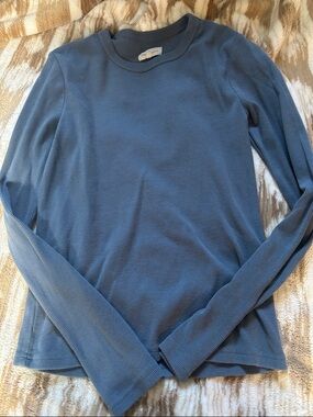 Thread & Supply Long Sleeve Ribbed Tee in Slate Blue